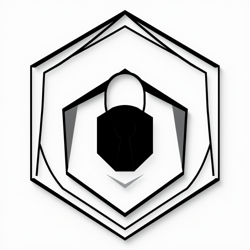 Geometric Keyhole Lock: A keyhole formed from sharp, clean geometric lines (triangles, squares) that give a modern, digital feel. The 'lock' aspect is emphasized by an encompassing shield shape or a series of concentric, angular rings around the keyhole.