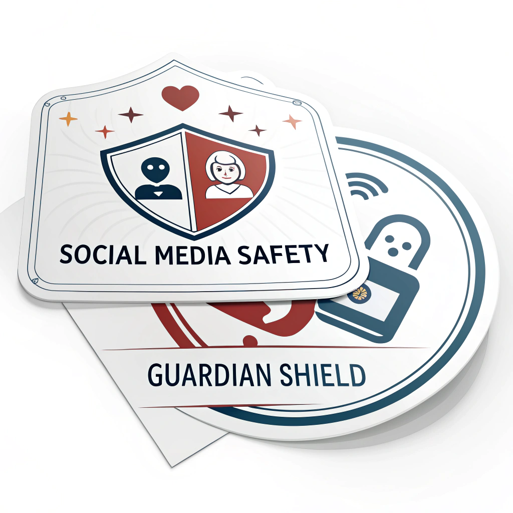 Translated Text: Social Media Safety Stickers - Personal Information Guardian Shield Stickers