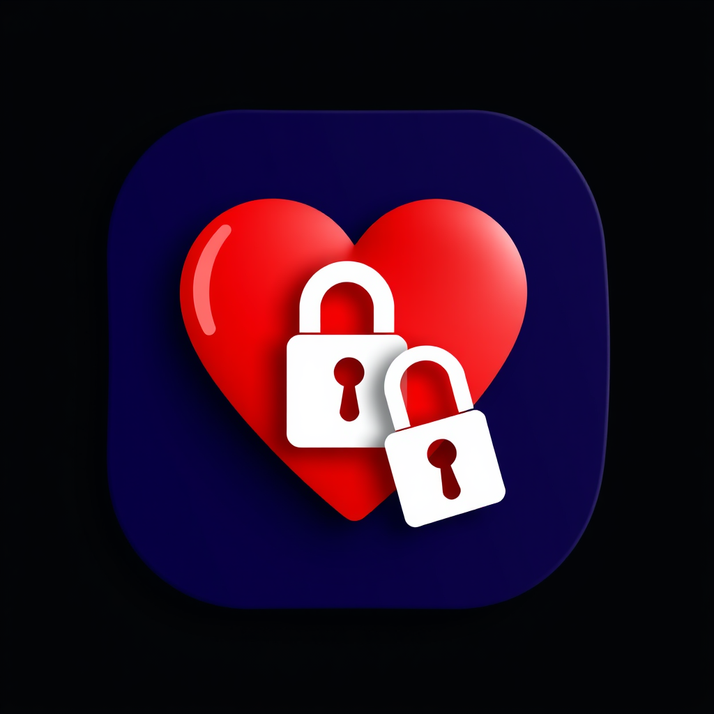 A heart icon with a lock on it to represent security.