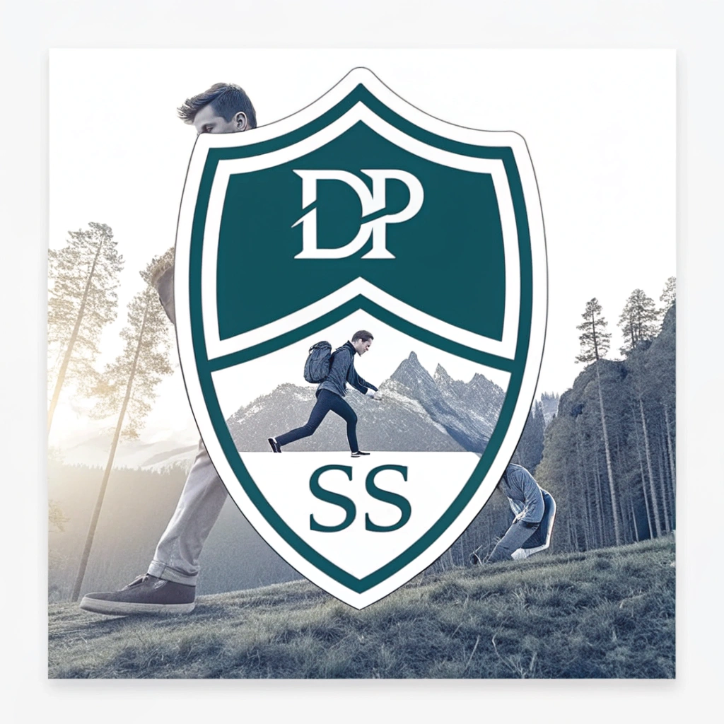 Shield Monogram Logo Sticker: A sticker design where the shield shape cleverly incorporates a monogram (e.g., 'DP' for Digital Protection, or 'SS' for Secure Shield) using negative space or bold, clean typography integrated into the shield's form, making it suitable as a distinct brand mark.