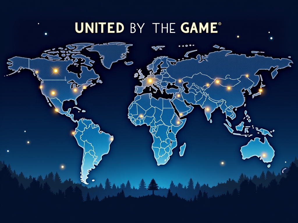 Club Constellations: A night-sky themed design where constellations map out the shapes of continents. Key stars within these constellations are subtly stylized icons representing participating clubs, all under the banner 'United by the Game - FIFA Club World Cup 2025'.