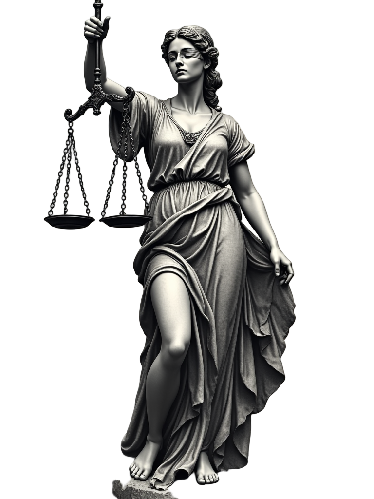 The scales in the Lady Justice tattoo are balanced, demonstrating the concept of justice without bias.