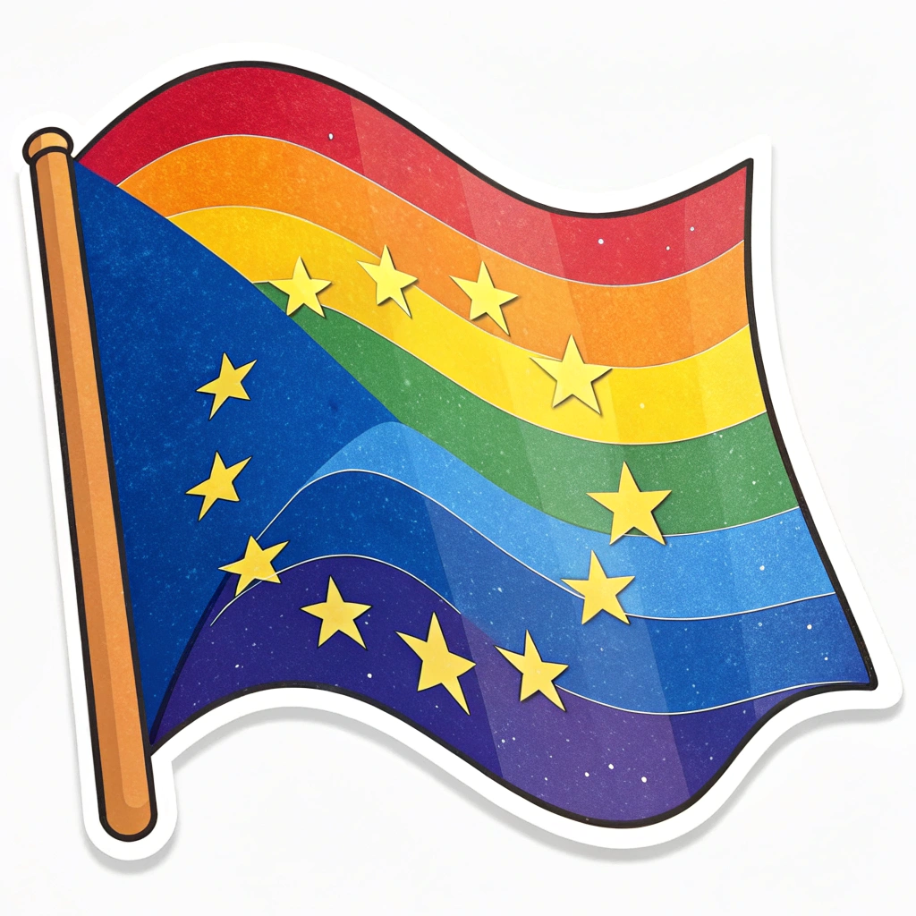 European flag with a rainbow gradient.