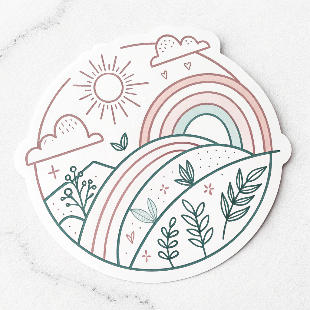 Design the sticker with pastel colors and simple line art to give it a soft and appealing look.