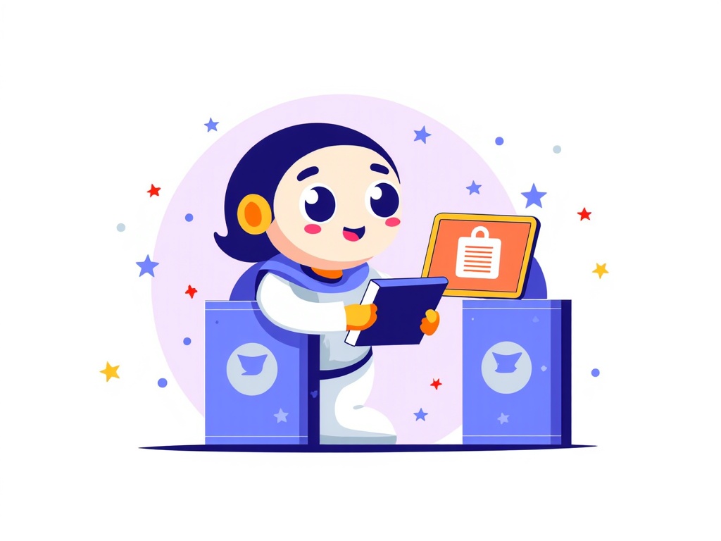 An illustration showing a friendly digital gatekeeper icon verifying age before allowing access to a social media platform, representing age verification measures.