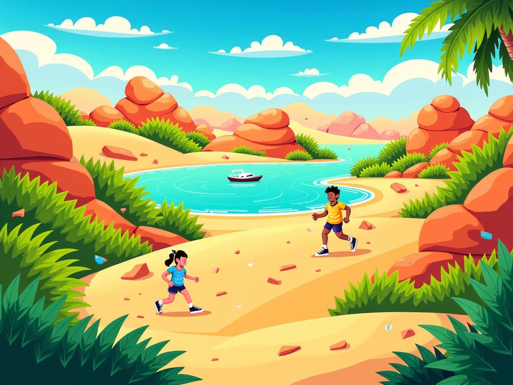 AI-Powered Biome Blending & Transition Zones: Generative AI creates visually seamless and interactive illustrative transitions between diverse game biomes, allowing for unique merged aesthetics and gameplay opportunities in these zones based on player actions or environmental factors.