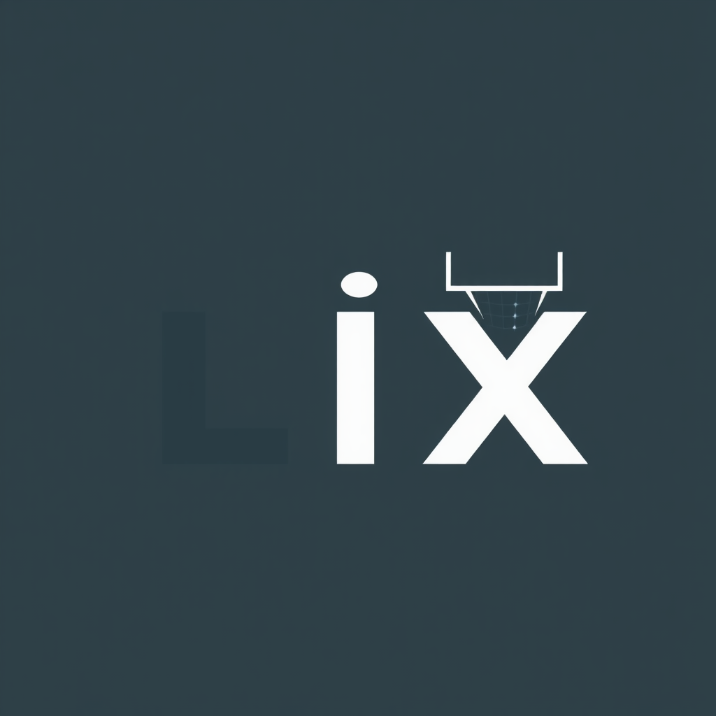 A minimalist 'LIX' logo where the 'L' includes a subtle curve reminiscent of a saxophone's neck, the 'I' is shaped like a simplified upright football or a pylon, and the 'X' evokes crossing goalpost supports or the iconic Bourbon Street sign typography.