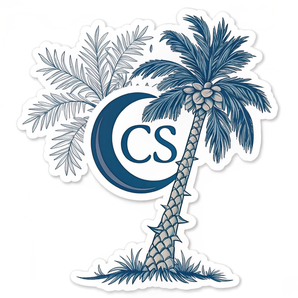 Palmetto tree and crescent moon forming a stylized 'CS' monogram.