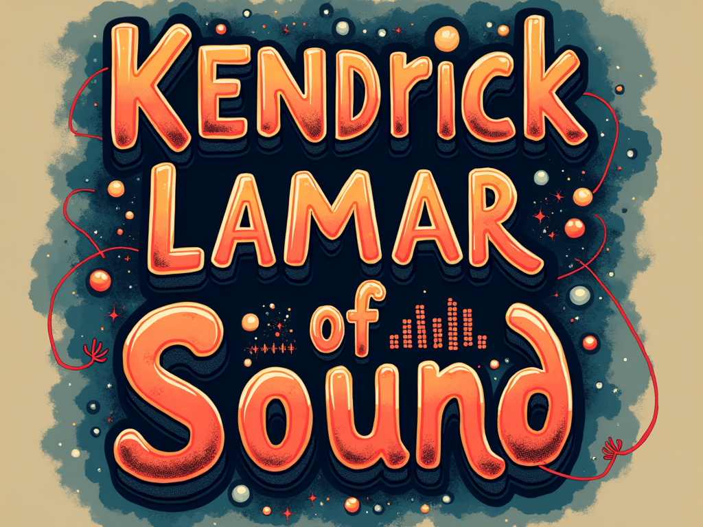Typographic Harmony: A design focused on creative typography. 'Kendrick Lamar' and 'SZA' are rendered in fonts that reflect their distinct styles but are arranged to interact harmoniously. The phrase 'Elements of Sound' could be a central, unifying typographic element, with smaller graphic equalizer bars or sound symbols integrated.