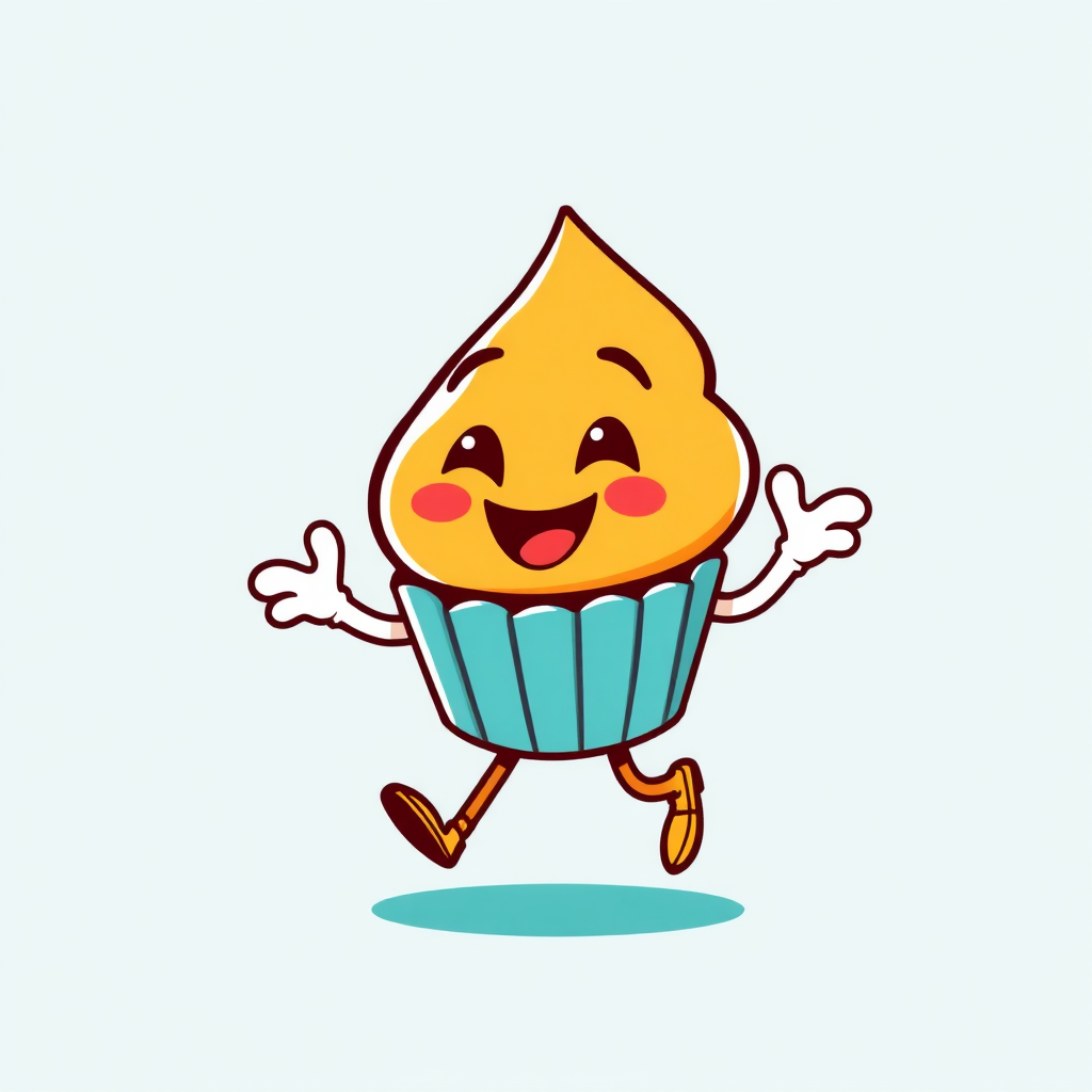 Sub-Design Idea 2: The 'Living Product' Mascot. Personify the business's main product or a key service element into a cute, animated character with expressive features (e.g., a happy, walking cupcake for a bakery, or a smiling droplet for a cleaning service).
