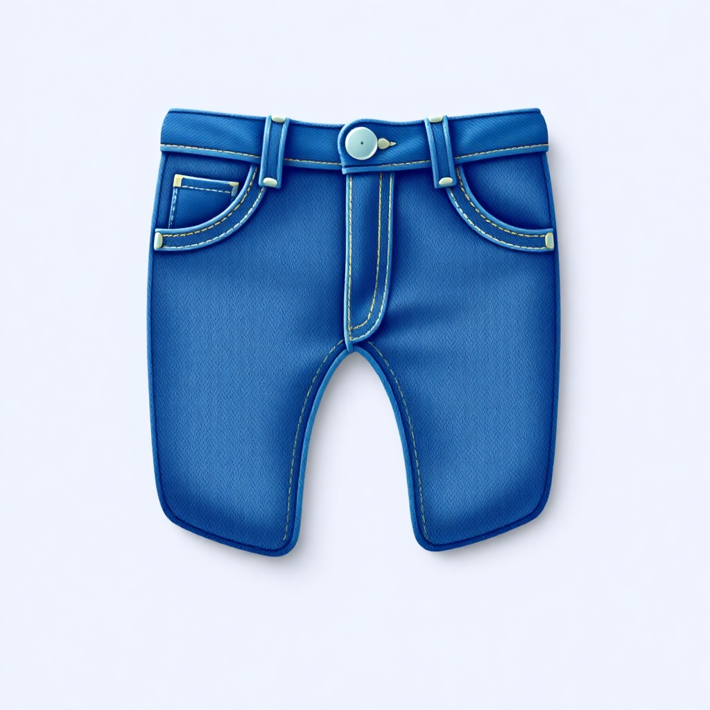 The image is of a pair of blue denim shorts. The shorts are made of a soft, stretchy fabric and have a high-waisted fit. They have two pockets on the front and two on the sides. The waistband is adjustable with a silver buckle and there is a small button on the right side of the waistband. The legs of the shorts are slightly flared and appear to be slightly tapered at the ankles. The background is white, making the blue shorts stand out.