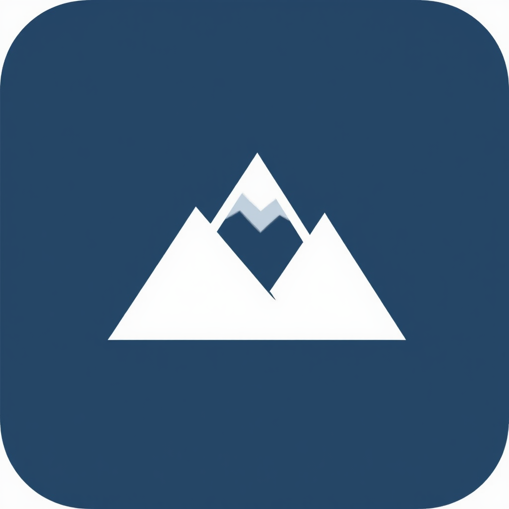 The icon with three triangles, one smaller at the top and two larger at the bottom, forming a simplified mountain shape. This is a basic and easily recognizable symbol that still captures the essence of a mountain.