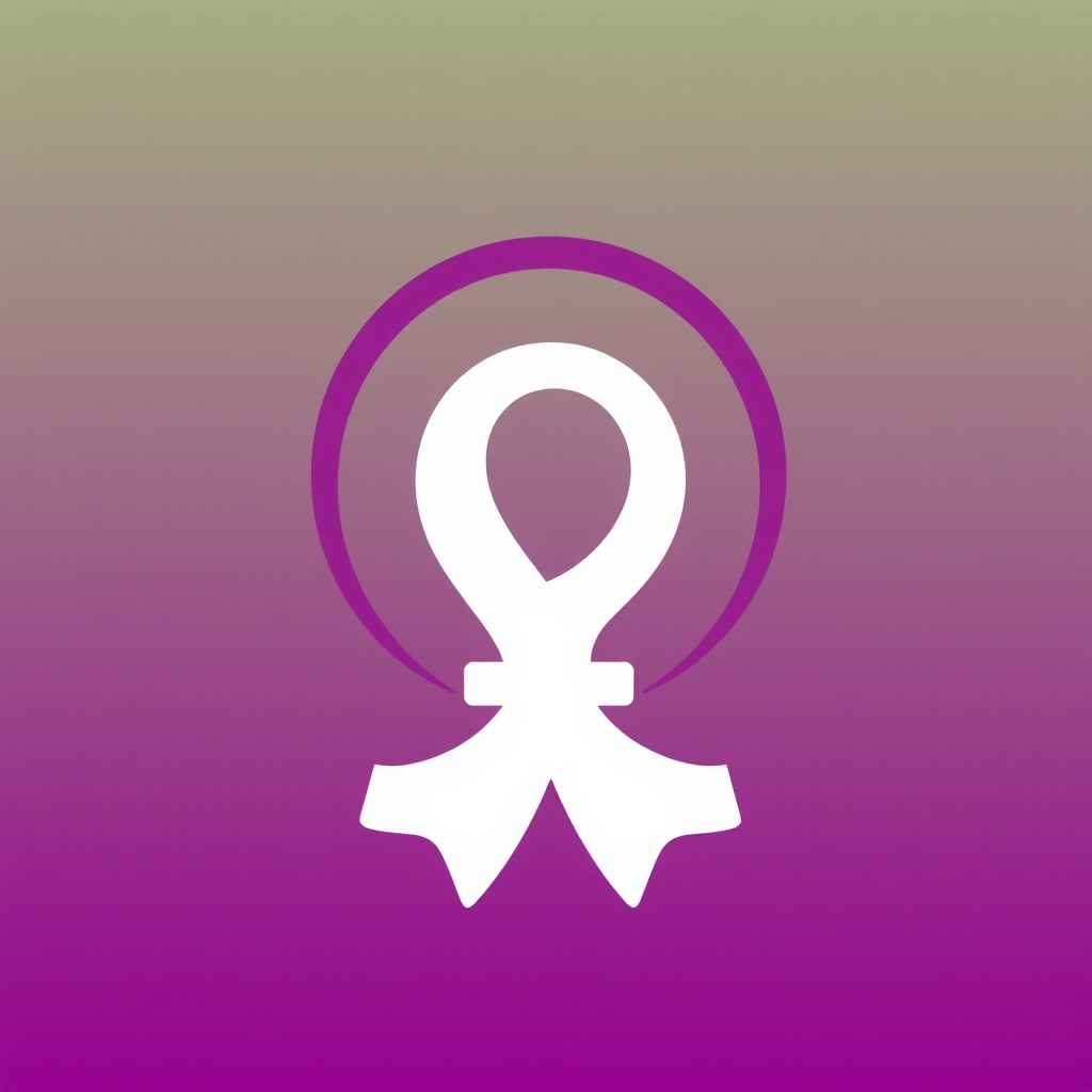 An icon using the colors of International Women's Day (purple, green, white).