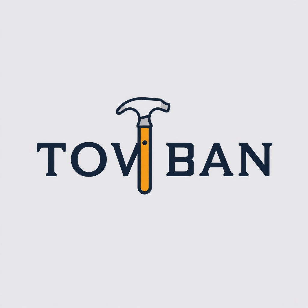 Sub-design Idea 5: A typographic logo where a tool icon, such as a hammer or a T-square, subtly replaces or forms part of a letter in the company name.
