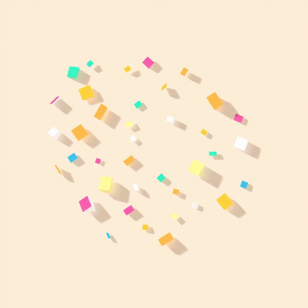 Sub Design 5: Use a shadow effect to give the confetti pieces a sense of depth and dimension.