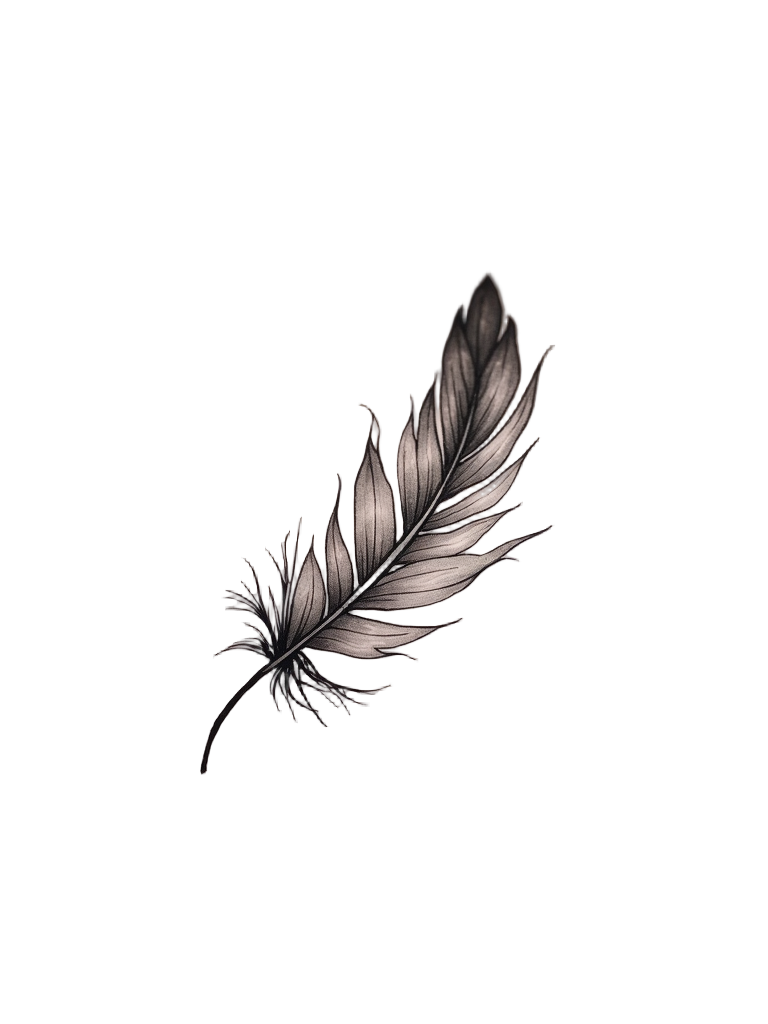 A petite feather tattoo on the rib cage, artistically detailed to resemble lightness and freedom, delicately stretching across the skin's natural contours.