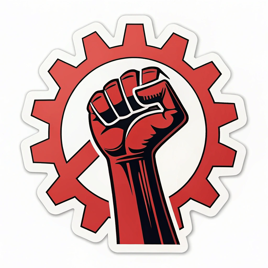 Simple Icon/Logo Idea: A stylized gear symbol interwoven with or held by a raised fist.