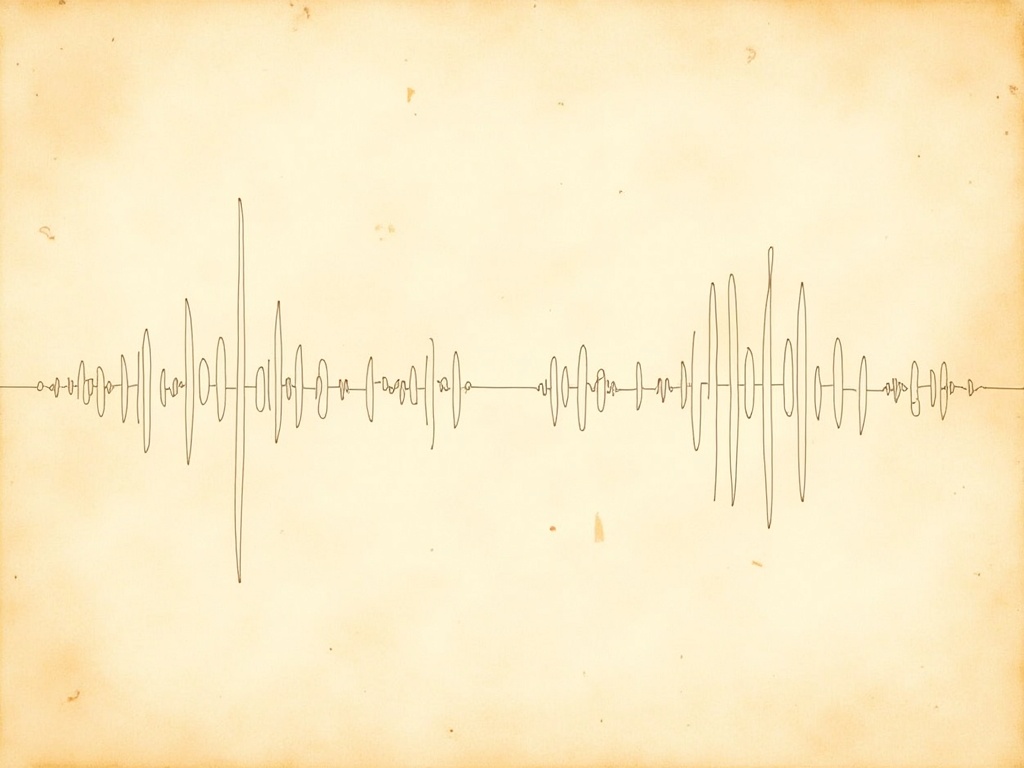 Abstract Idea 5: Textured background resembling aged paper or a soft sound wave pattern, overlaid with minimalist, evolving line art that suggests the rhythm, pauses, and unfolding narrative of a poetry reading.