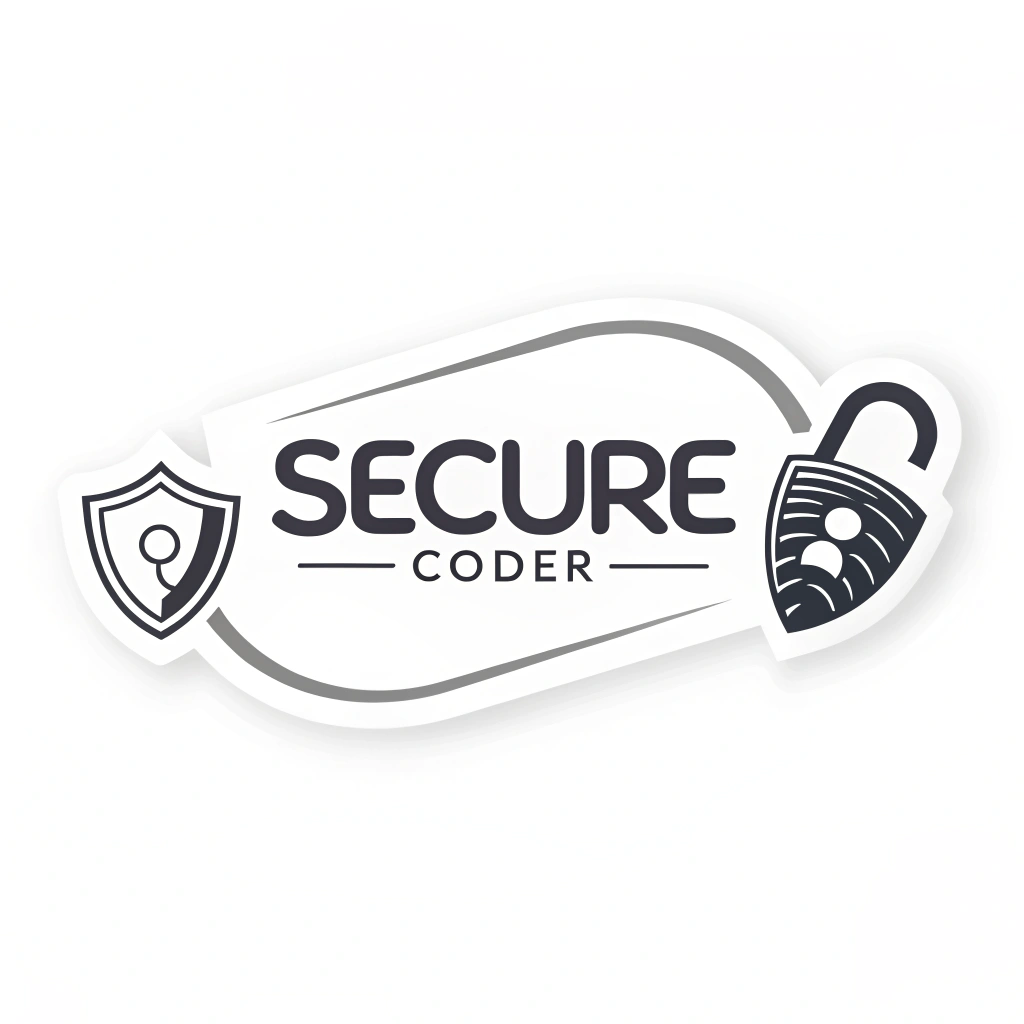 Simple Logo Idea: The text 'SecureCoder' in a monospace font. The 'o' in 'Coder' is replaced by a clean, minimalist padlock icon. Alternatively, a small, abstract shield icon is placed to the left of the word 'Secure'.