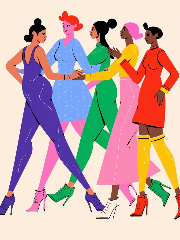 Color Story Narratives: Abstract compositions based on key color trends or thematic color palettes emerging from NYFW, exploring how these colors interact, contrast, or create mood, perhaps incorporating abstracted elements of clothing shapes.