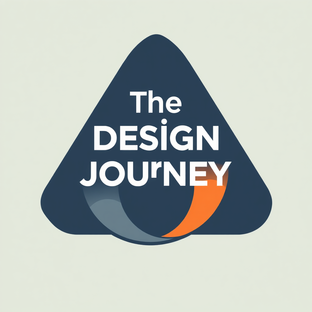 The Design Journey Arrow: A dynamic, multi-segment arrow that twists, turns, or unfolds, with each segment perhaps having a different texture or transparency, symbolizing the various phases, challenges, and forward momentum of the design process from concept to completion.