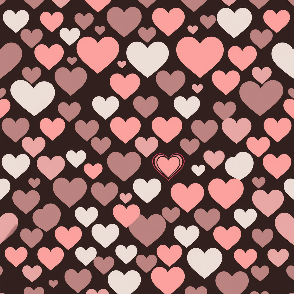 A repeating pattern of stylized hearts, some solid and some outlined, creating a modern feel.