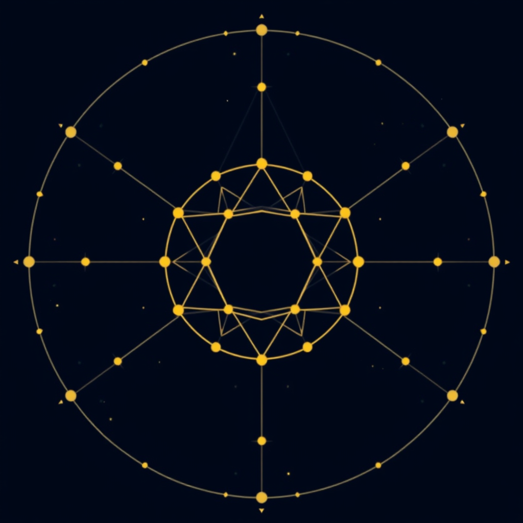 Cosmic Algorithm Glyph: A design that resembles a stylized constellation map, where stars (nodes) are connected by subtle lines (algorithms), forming an unknown, mystical glyph. This hints at the vast, uncharted territory of AI's creative potential and the underlying order within its generative processes.