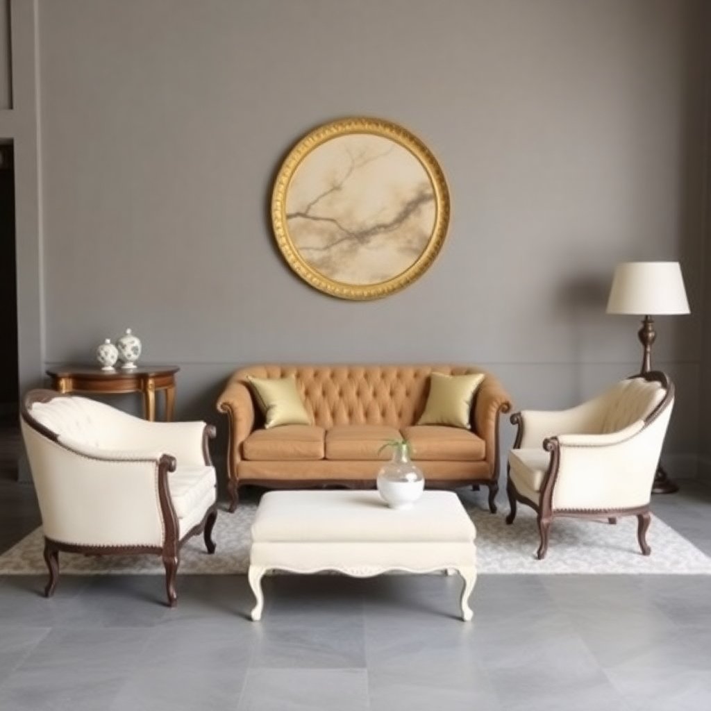 Include vintage-inspired furniture pieces such as tufted sofas and antique chairs.