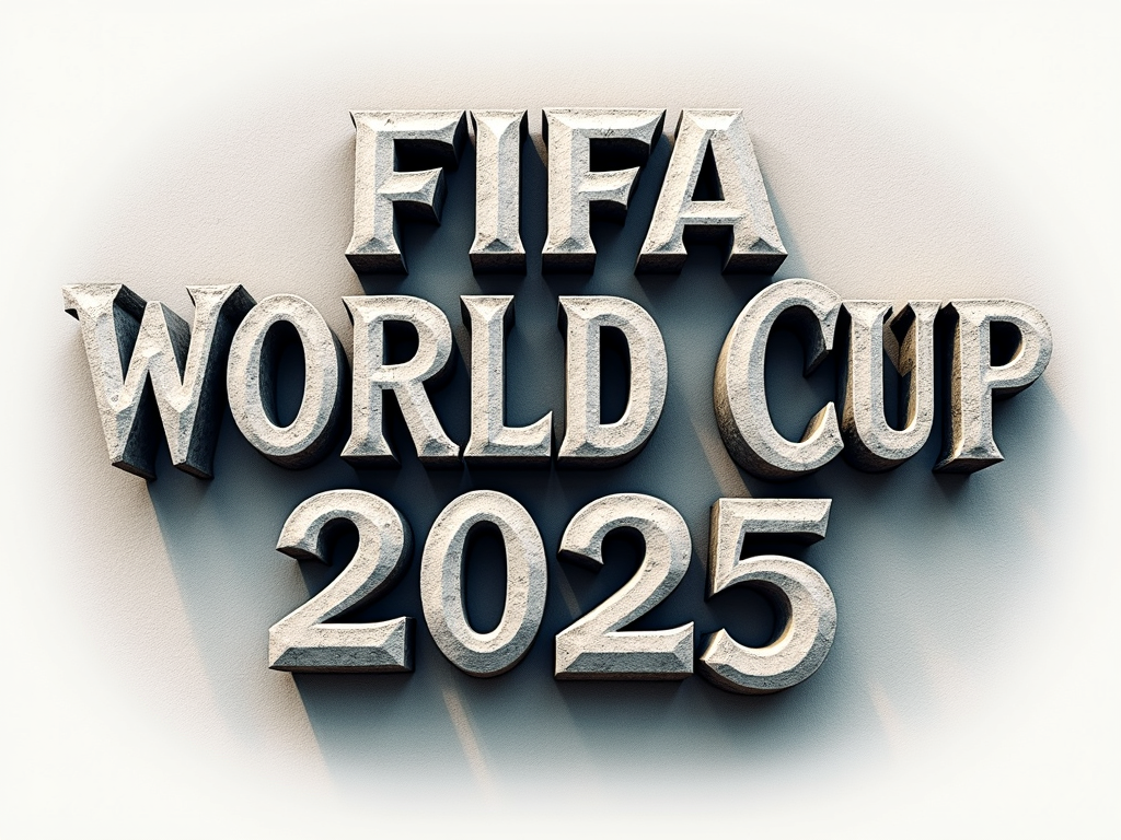 Historical Inscription Typography: Text styled to mimic monumental engravings or chiseled stone, giving 'FIFA Club World Cup 2025' a timeless, epic, and significant feel. This could involve strong serif fonts or custom lettering with beveled effects, conveying legacy and importance.
