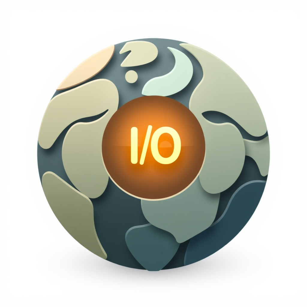 Simple Icon Idea: A stylized, abstract globe composed of diverse, interconnected segments, each with a subtle texture or gradient, forming a harmonious whole. At its center, a softly glowing 'I/O' mark.
