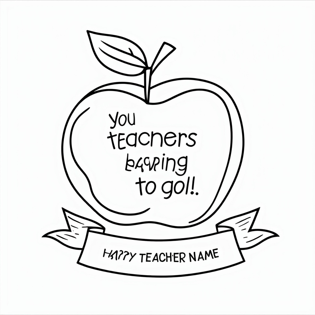 Personalizable Apple Page: An apple outline featuring the inspirational quote, alongside a dedicated blank banner or space for students to write their teacher's name (e.g., 'Thank You, Ms./Mr. ______!' or 'Best Teacher Ever: ______!').