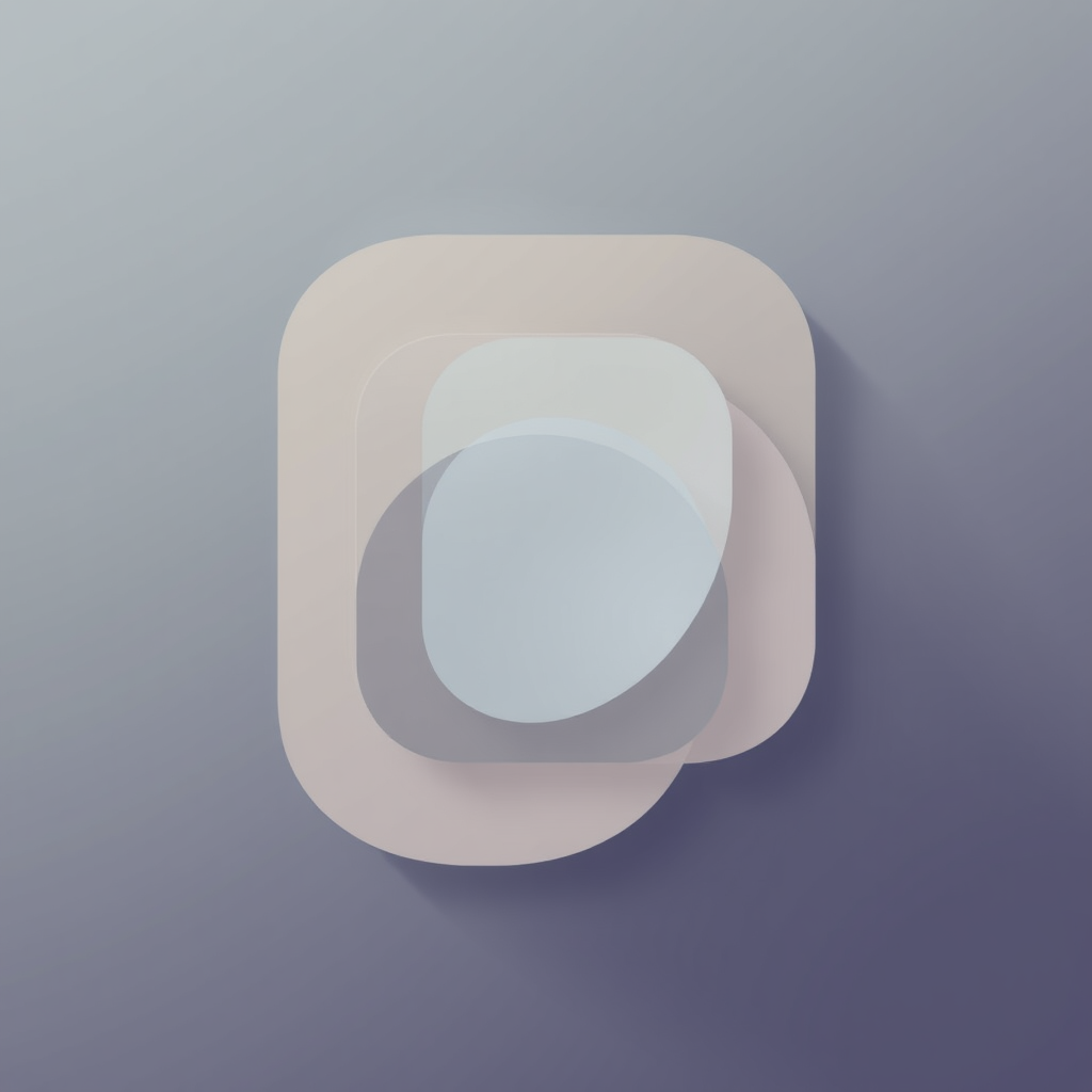 Sub-Design Idea 4: Evolving Layers. An icon composed of multiple overlapping, perhaps translucent, simple shapes. These layers subtly shift, rotate, or change their form independently, creating an ever-changing composite image that feels adaptive and constantly evolving.