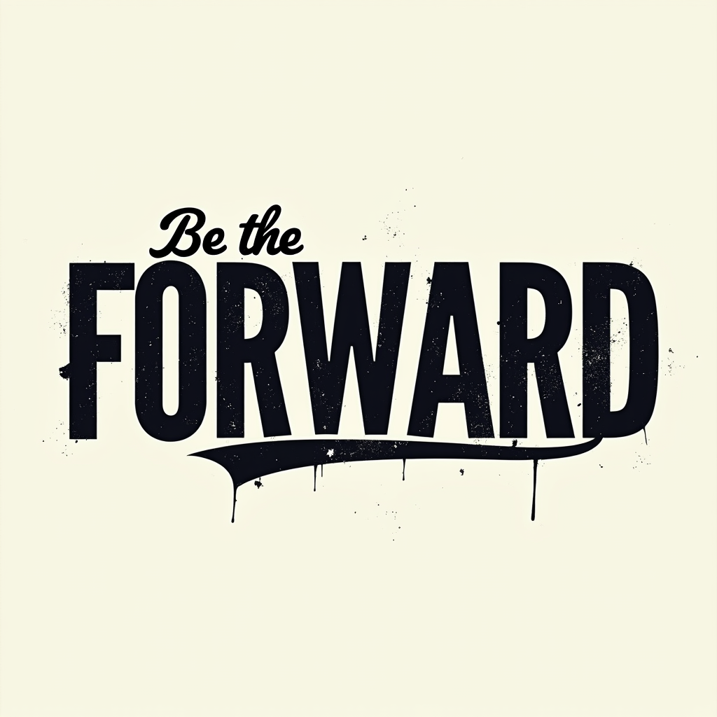 Use a bold, impactful font for 'FORWARD', making it the dominant element. 'Be the' can be smaller, perhaps tucked above or overlapping slightly.