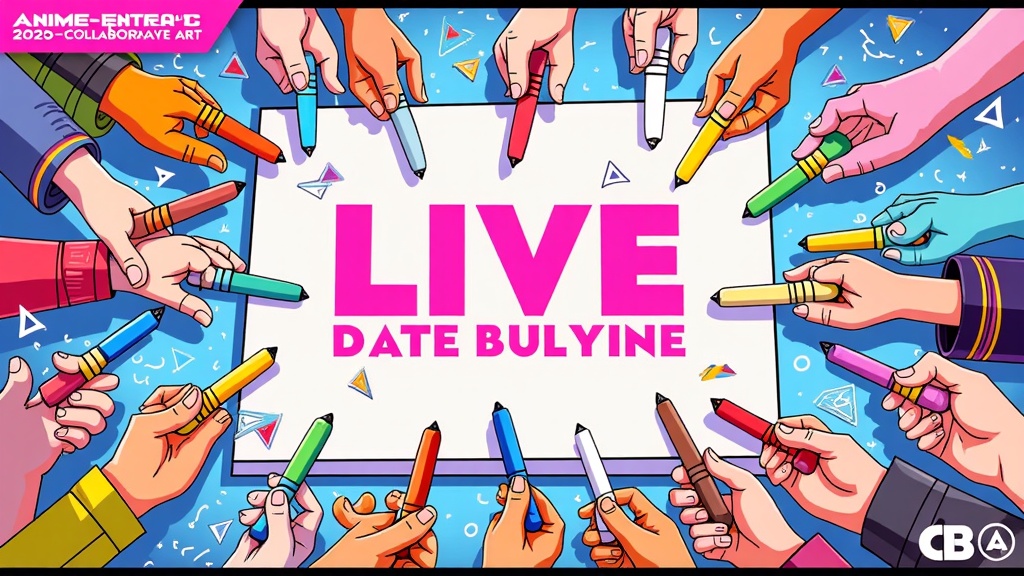 Theme: 'Digital Canvas Live'. An illustration that mimics a shared digital art canvas or a streaming overlay, showcasing multiple artists' cursors or stylized representations of their work simultaneously contributing to a central masterpiece. This dynamic piece would emphasize the 'jam' aspect, with 'Anime Central 2025 Collaborative Art' as a title or watermark.