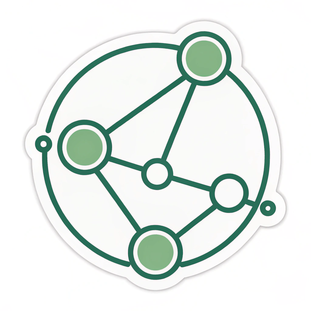 Simple Icon Idea: A central circular node with three smaller nodes connected to it by clean lines. One connecting line could be thicker or a distinct color (e.g., green) to signify a secure, primary connection.
