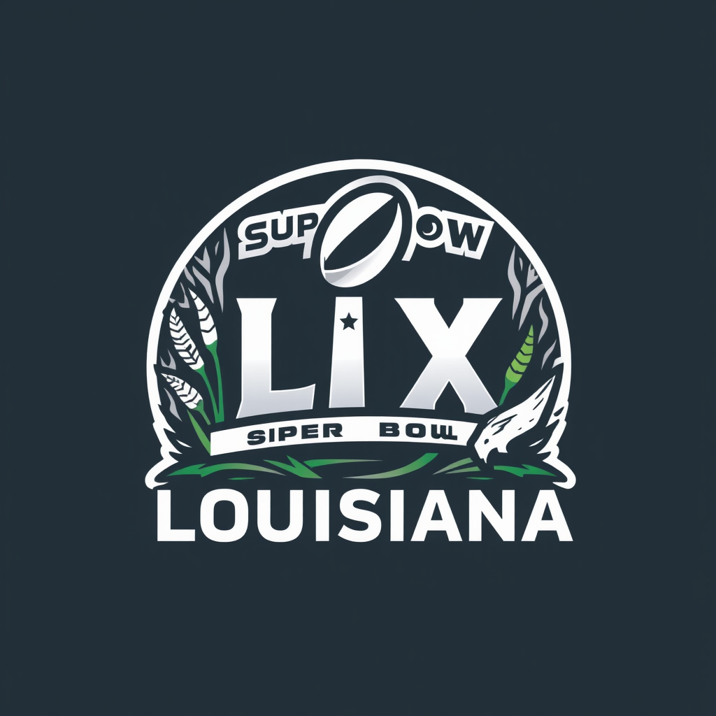Translated Text: Super Bowl LIX Logo Concepts - Bayou & Louisiana Wildlife Themed LIX Logo (Input is already in English).