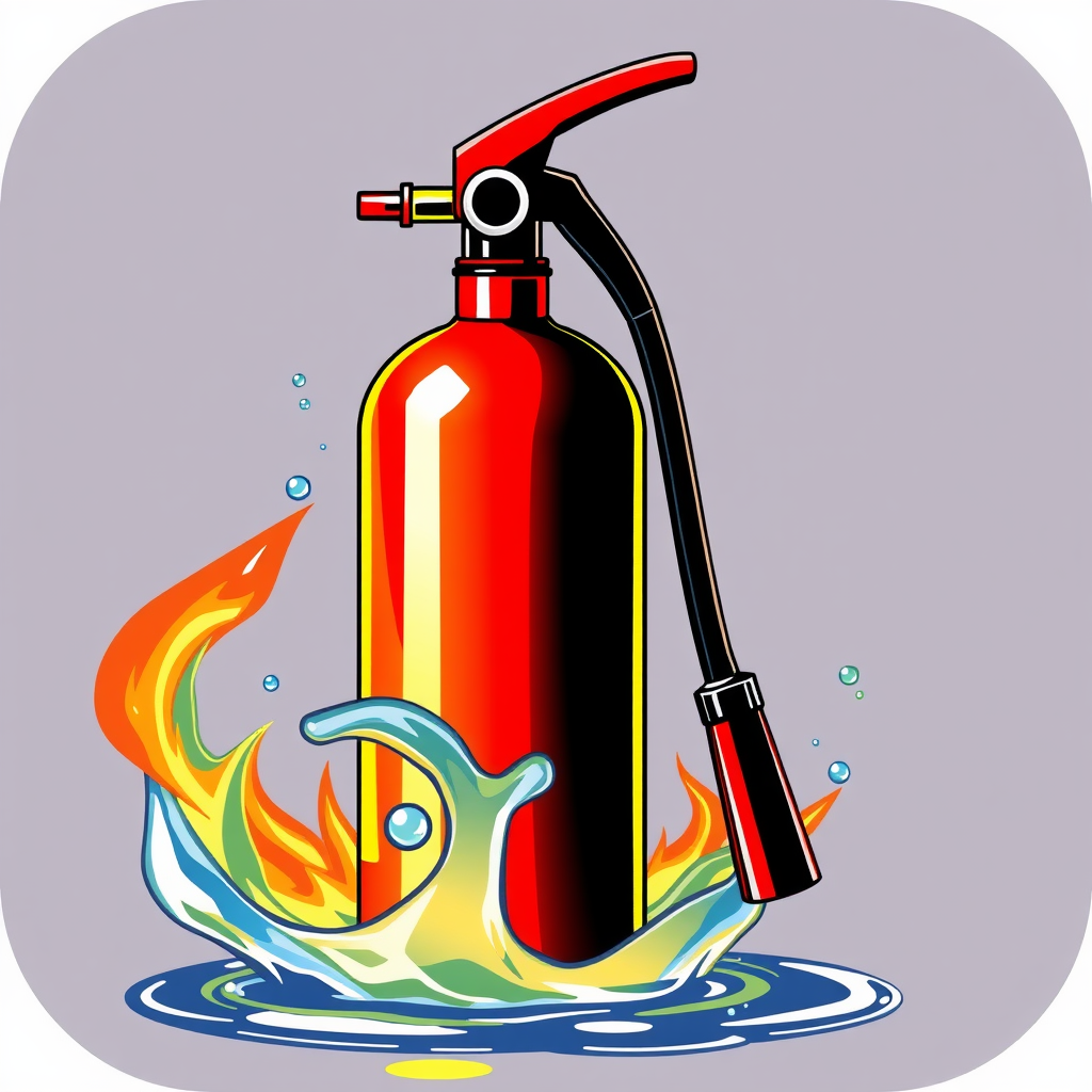 Fire extinguisher with water.