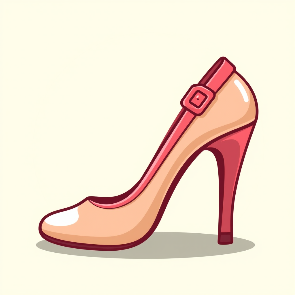 A playful high heel shoe icon, maybe with a small embellishment such as a buckle or bow detail, and a more cartoonish style.