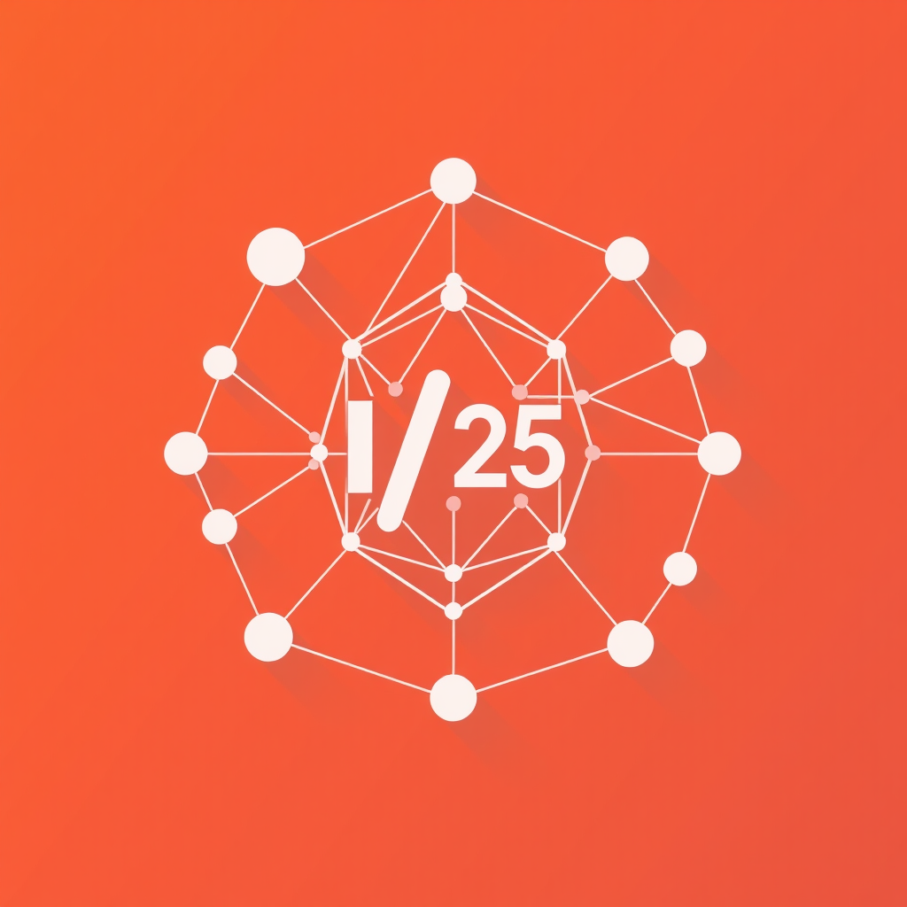 Sub-design Idea 2 (Interconnected Nodes & Pathways): A dynamic network of geometric nodes (e.g., spheres, tetrahedrons) connected by lines or flowing energy pathways, symbolizing AI, cloud connectivity, and data flow. The composition could subtly hint at the characters 'I/O' or the number '25' through node placement or pathway intersections.