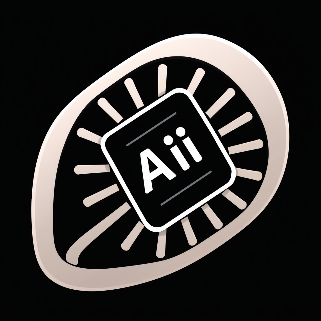 An icon depicting a simplified Graphics Processing Unit (GPU) symbol, highlighting cooling fins integrated with a central chip element marked subtly with 'AI'.