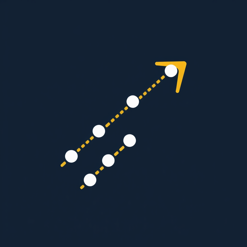 Simple Icon Idea: A rising arrow composed of interconnected dots or circuit lines.