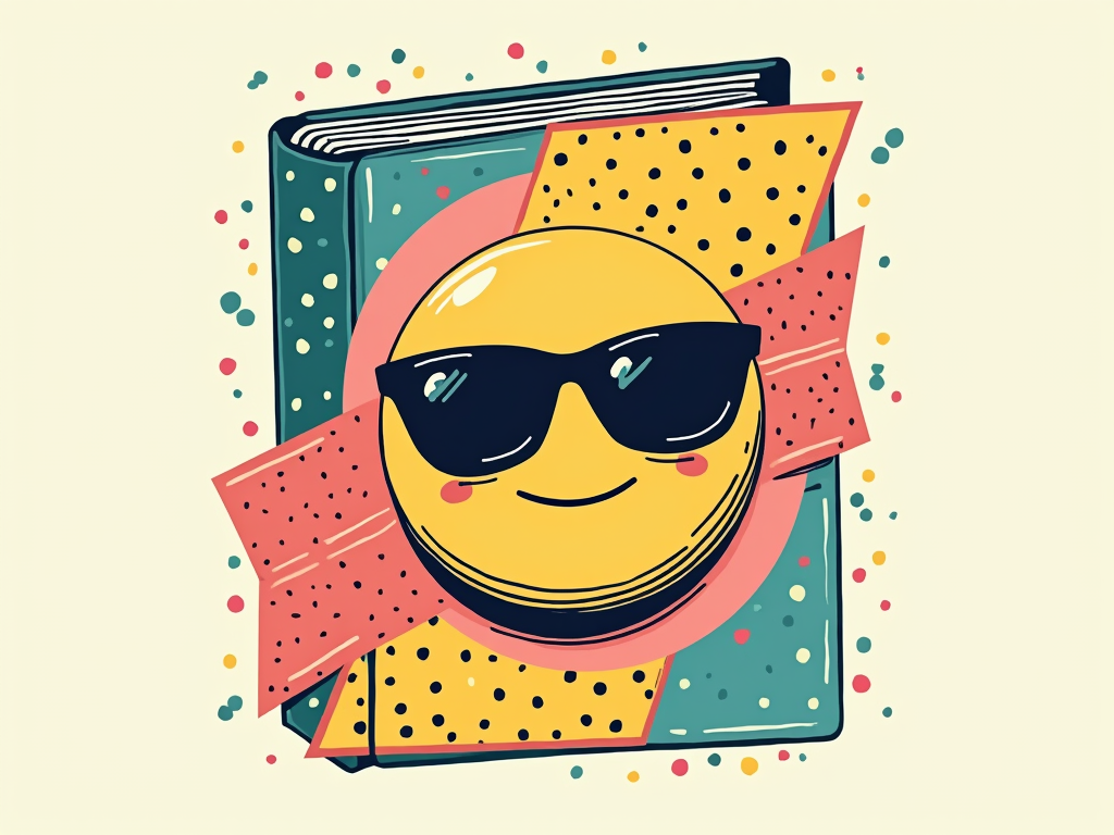 Minimalist Doodle Pop: A cleaner, more modern take featuring a few select, iconic Trapper Keeper doodle elements that are enlarged and artfully arranged. This could be a large, stylized 'Cool S' symbol, a bold geometric pattern inspired by binder cover art, or a single, oversized doodle of a smiley face with sunglasses, rendered in monochrome or a limited bright color palette.