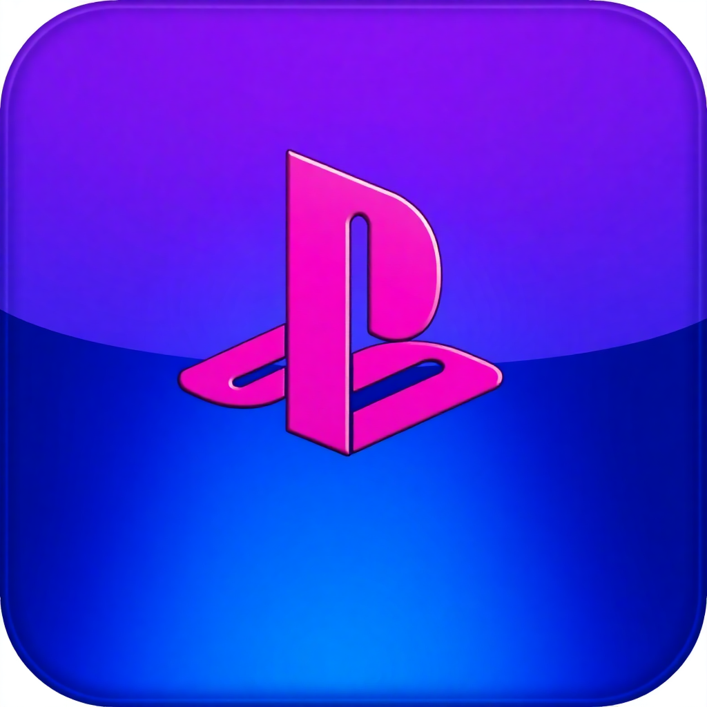 The image is a square-shaped icon with a blue and purple gradient background. In the center of the icon, there is a pink letter B in the shape of a triangle. The letter is slightly tilted to the right, giving it a 3D effect. The overall design is simple and minimalistic.