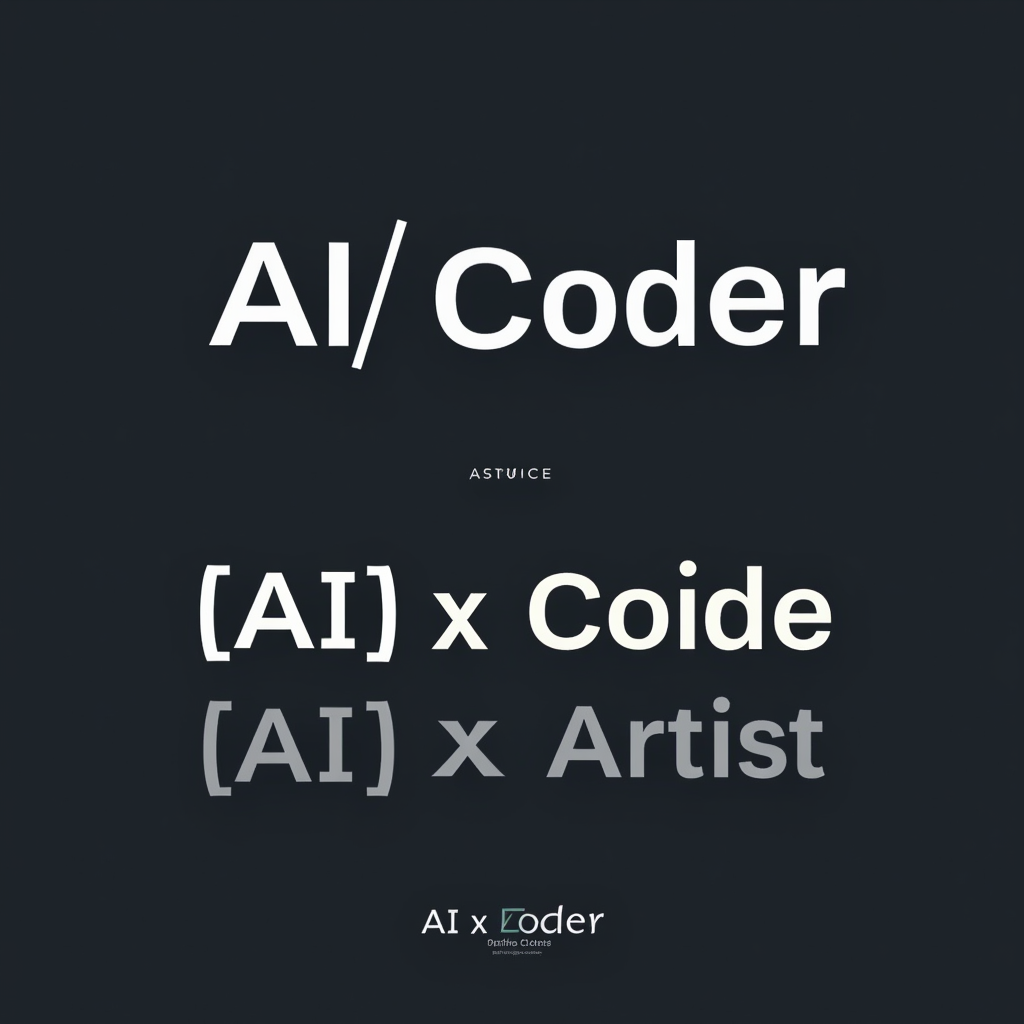 Simple Logo Idea: A clean typography-based logo reading 'AI Coder' or 'Co/Code'. 'Co/' could be a playful element suggesting collaboration. The font for 'Code' could be monospaced. An alternative: '[AI] x Artist' using brackets for code.