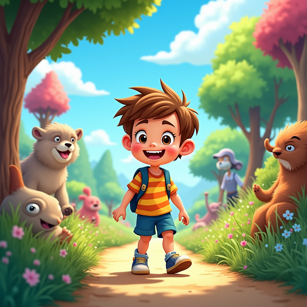 Sub-design idea: A visual narrative following a young character on their 'Cartoon Quest', encountering different Guardians who explain age-appropriate online behavior and tool usage in a simple, engaging way.