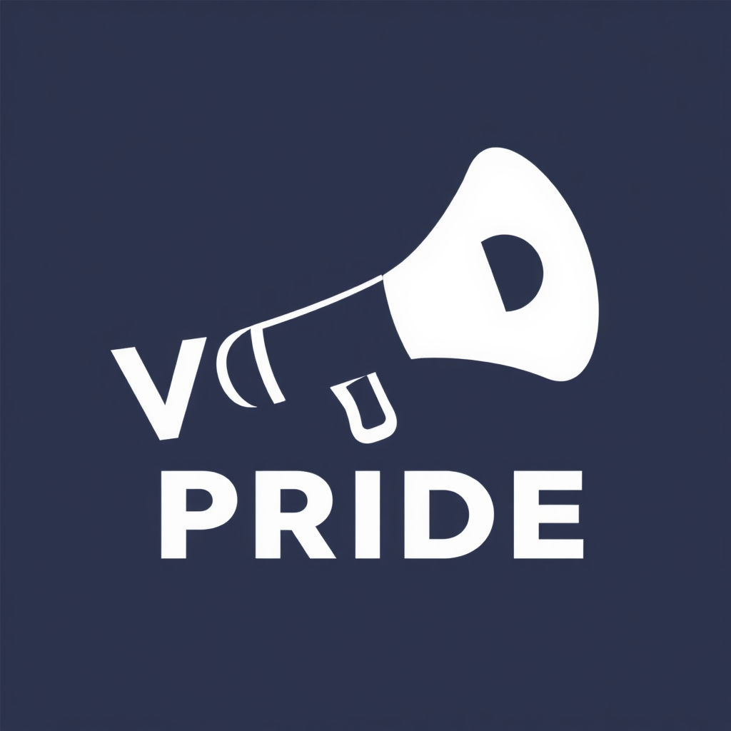 Amplified Letterform: A specific letter within 'Voice' or 'Pride' (e.g., the 'O' or 'P') is creatively stylized to form an abstract representation of a megaphone or speaker, visually amplifying the theme. The surrounding typography would be clean and modern to support this focal point.