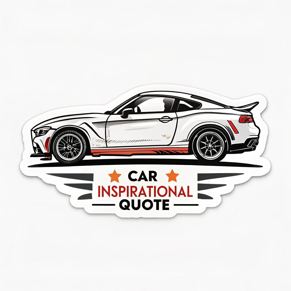 A car sticker with a motivational quote in bold, eye-catching font.