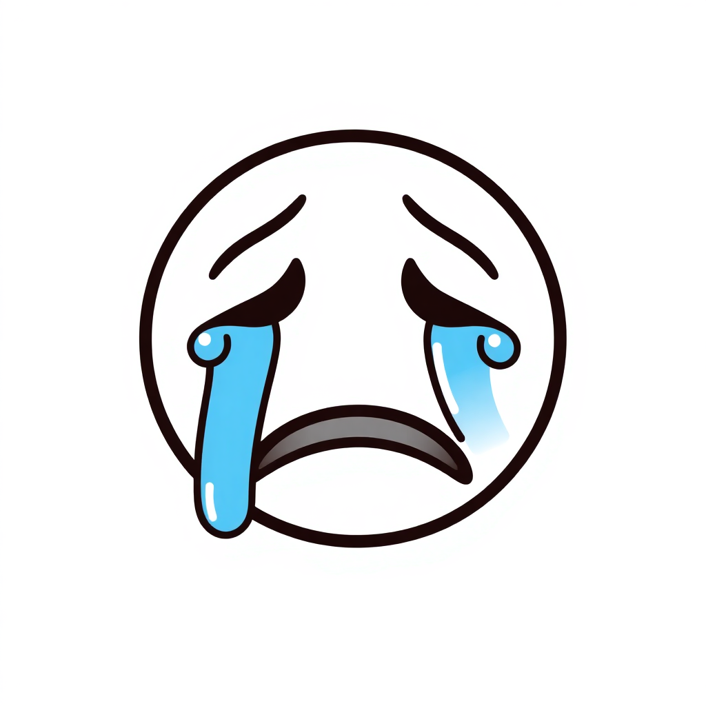 The image shows a crying emoticon with tears streaming down its face, conveying a sense of sadness and despair.