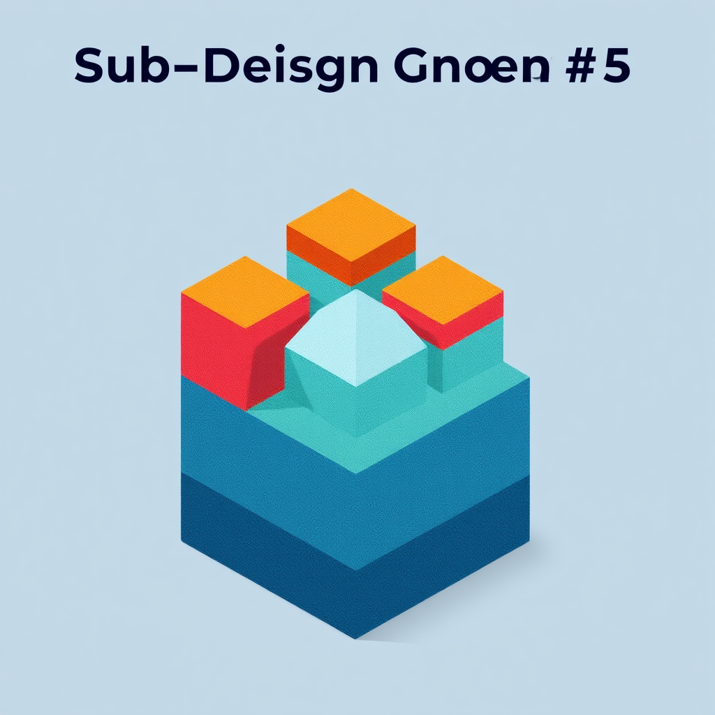 Sub-Design Idea 5 (Modular Growth): A core geometric module (e.g., a building block like a cube or triangle) that replicates and connects to form a larger, ascending structure, representing scalable growth achieved through collaborative efforts.