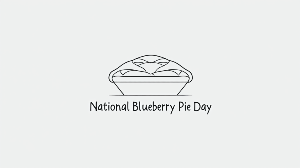 Geometric outline of a pie using straight lines and simple arcs, potentially with 'National Blueberry Pie Day' in a very small, clean font underneath.